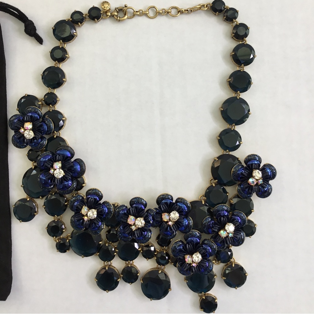 J.Crew Midnight Blue Floral Collection Statement Necklace - Picture 5 of 5